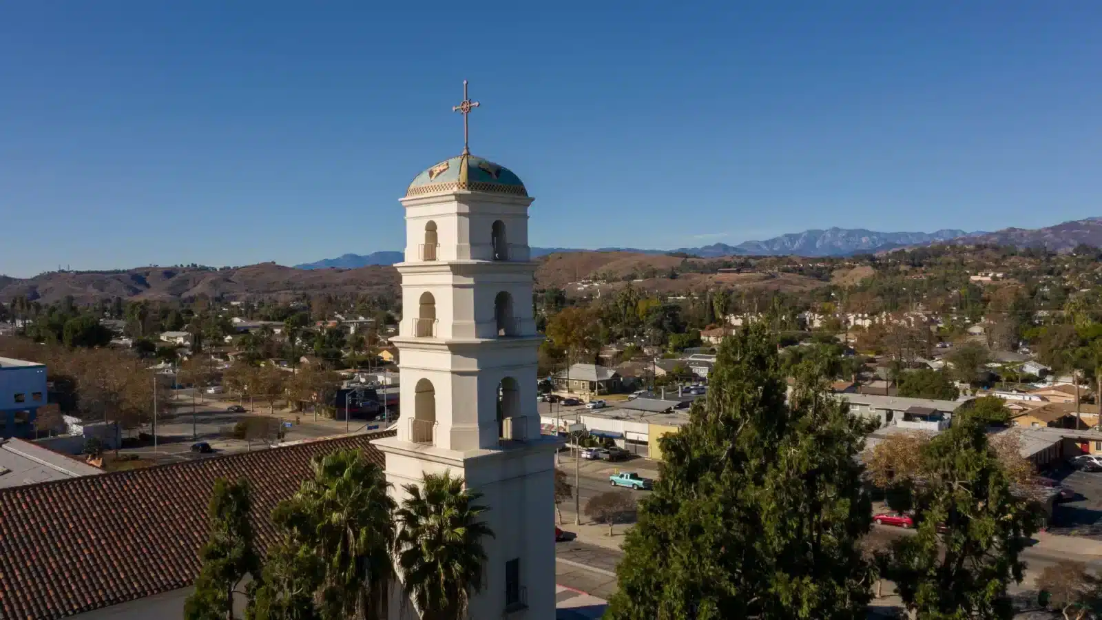A clear blue sky with no clouds, showcasing a vibrant and serene atmosphere.